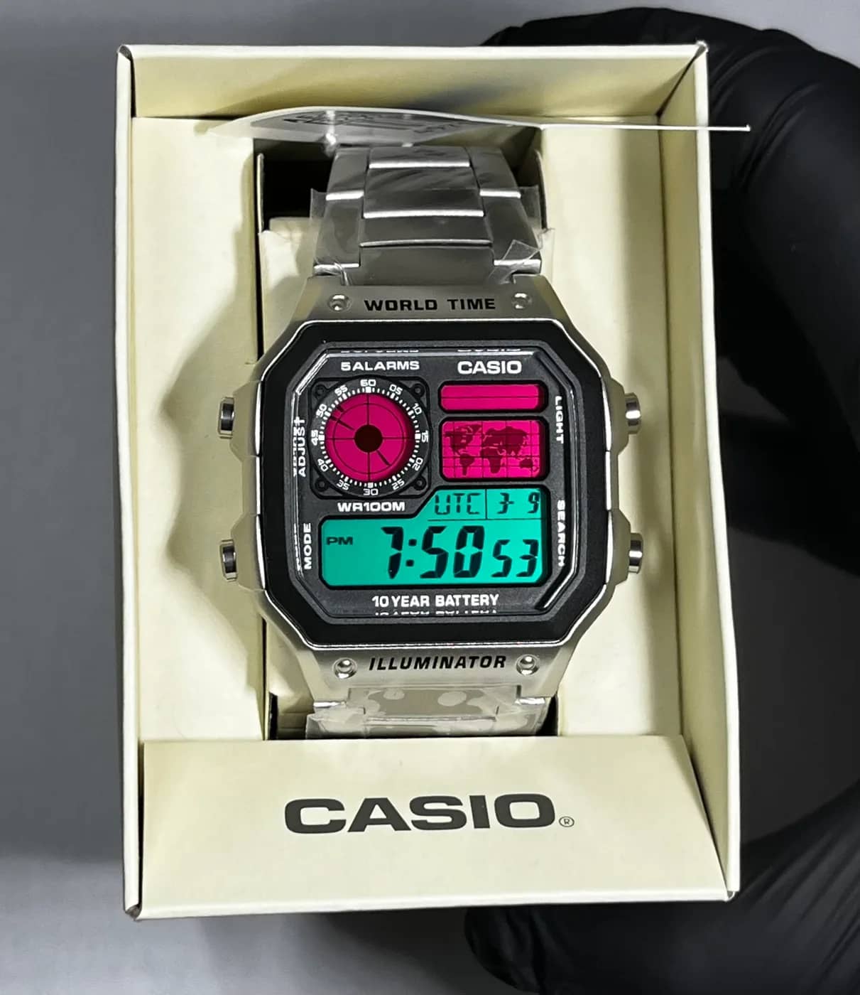Casio AE1200WHD · Rosa y Turquesa · Gradient