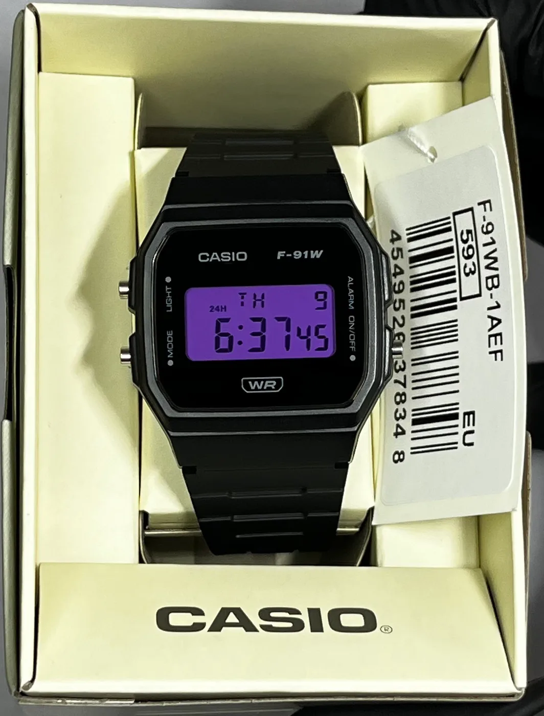 Casio F91WB Negro · Morado · Color filter
