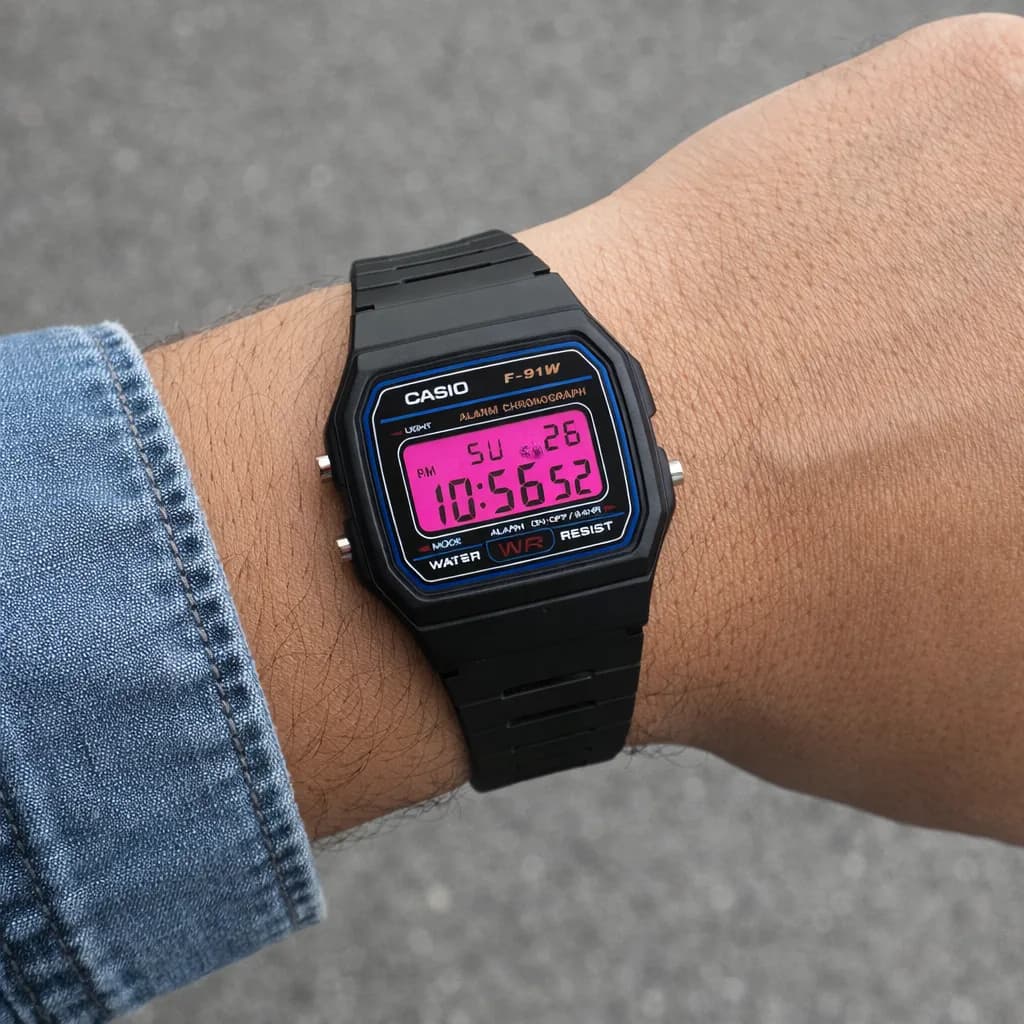 Casio F91W · Rosa Fuerte