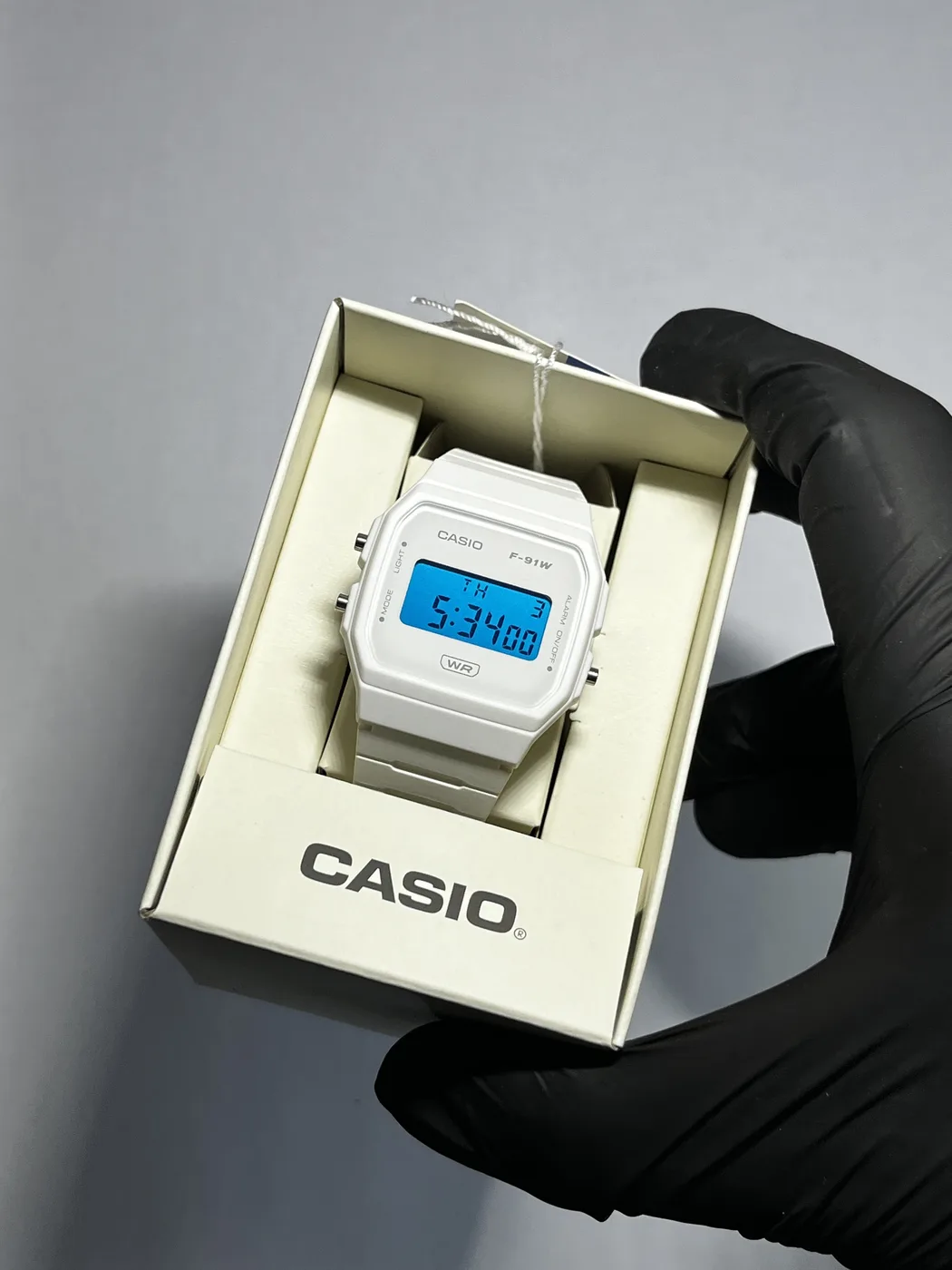 Casio F91WB Blanco · Azul