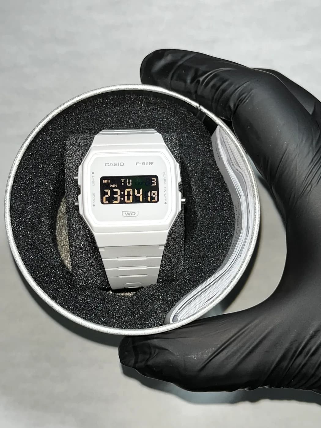 Casio F91WB Blanco · Blackout · Blackout