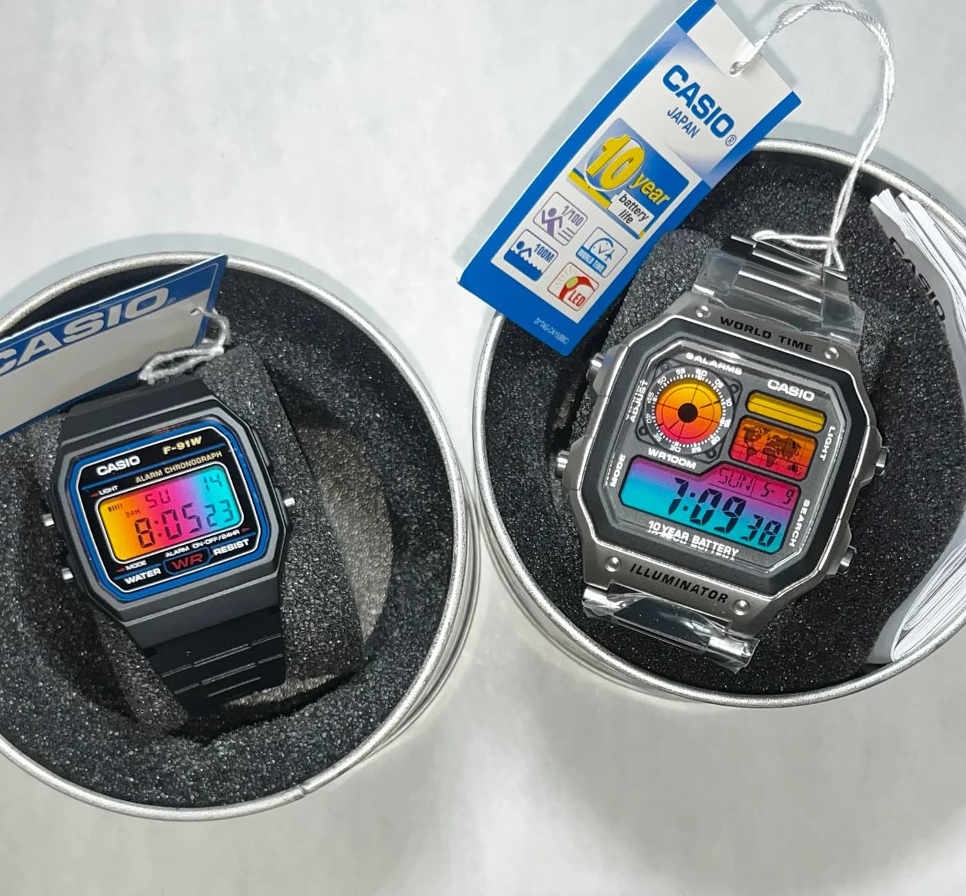 Casio AE1200 · Degradado Pack Multicolor+f91w Multicolor · Degradado