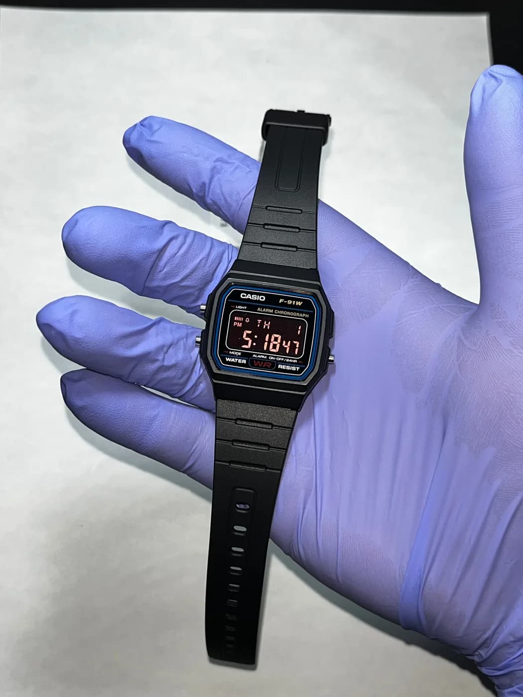Casio F91W · Pink Blackout