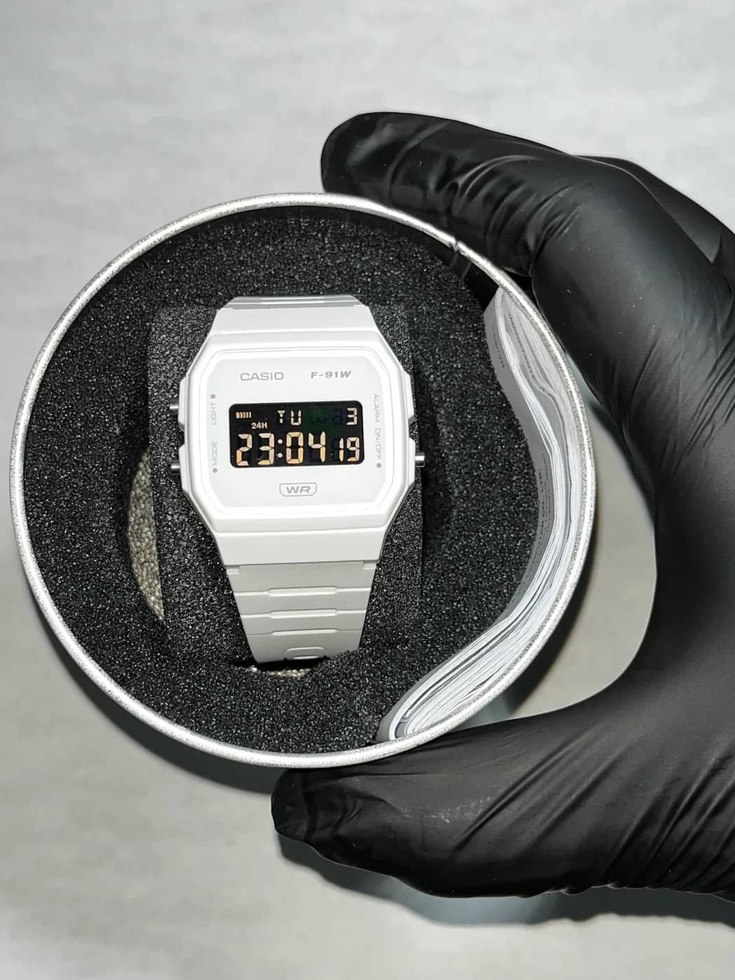 Casio F91WB Blanco · Blackout · Blackout